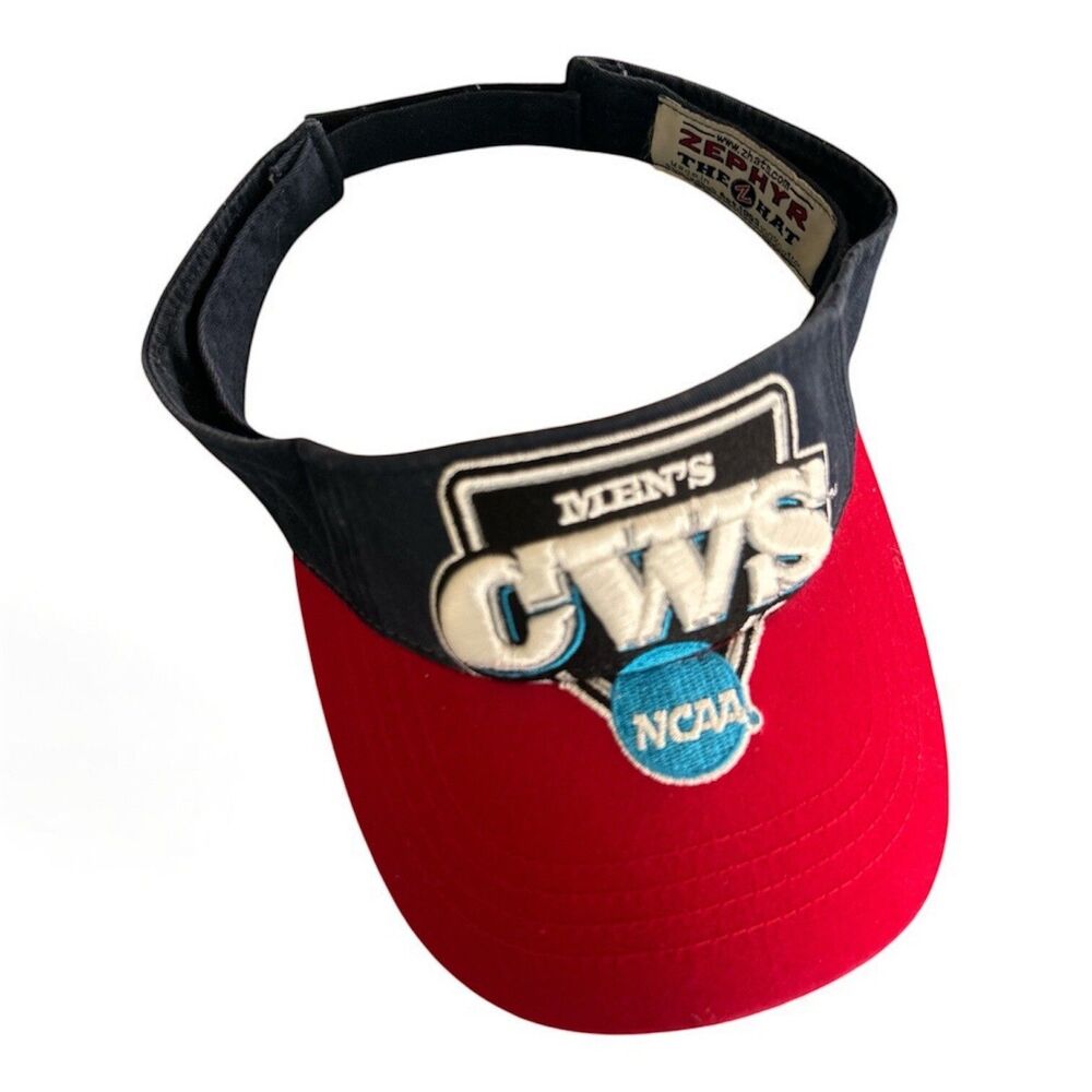 NCAA Men's College World Series Red Adjustable Visor CWS Omaha 2012 EUC Vintage